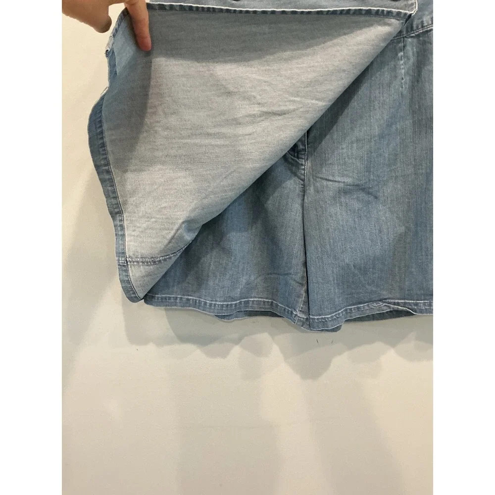 Talbots Womens Denim Wrap Front Shorts Skort 16W Blue Modest 90s Preppy Western